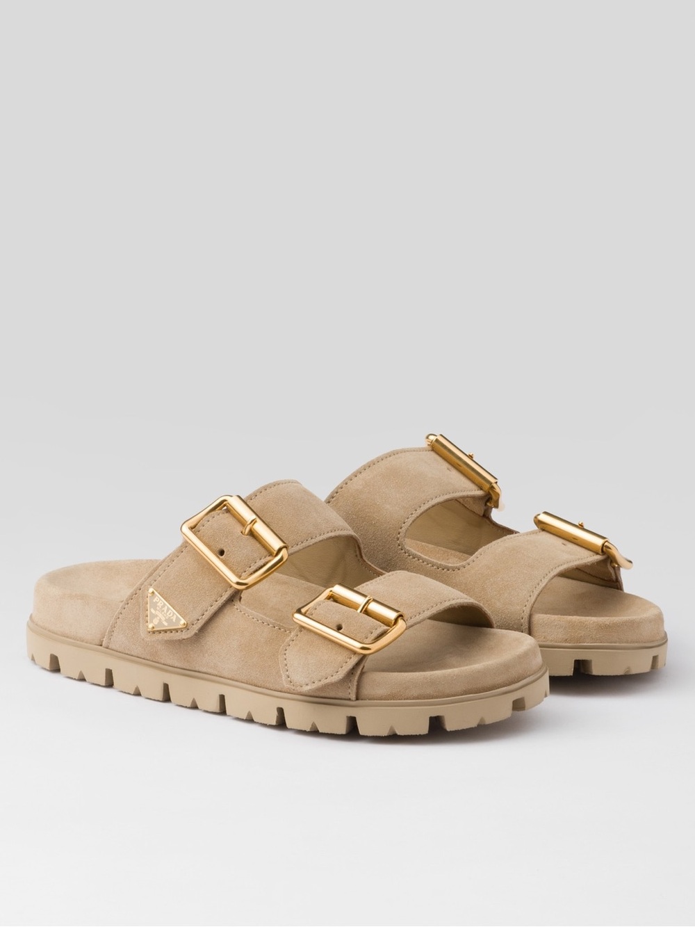 NWT ~ AUTH PRADA Suede Strap Slides